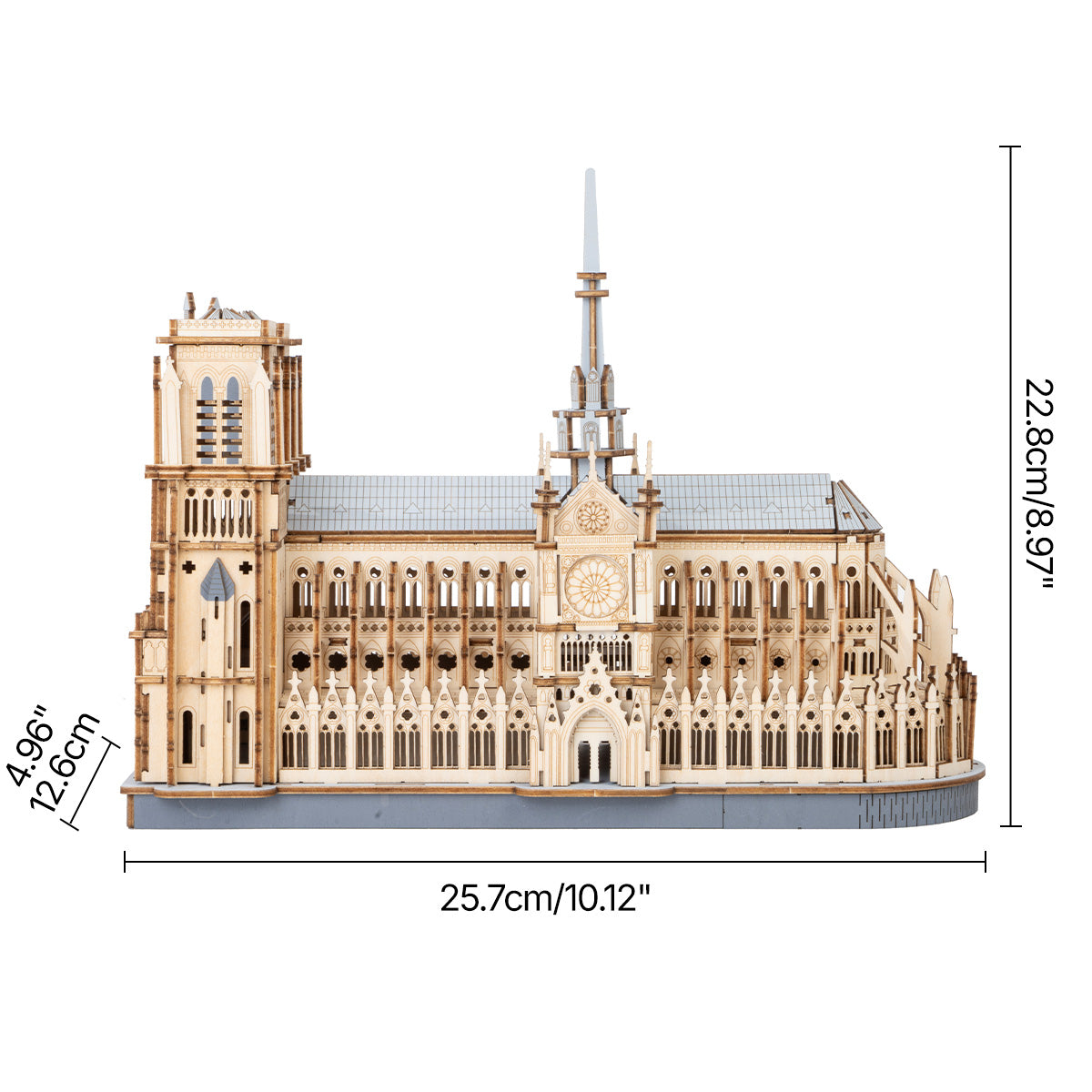 Paris Cathedral TG511 size graphic, 25.7 x 7.6 x 22.8 cm wooden puzzle