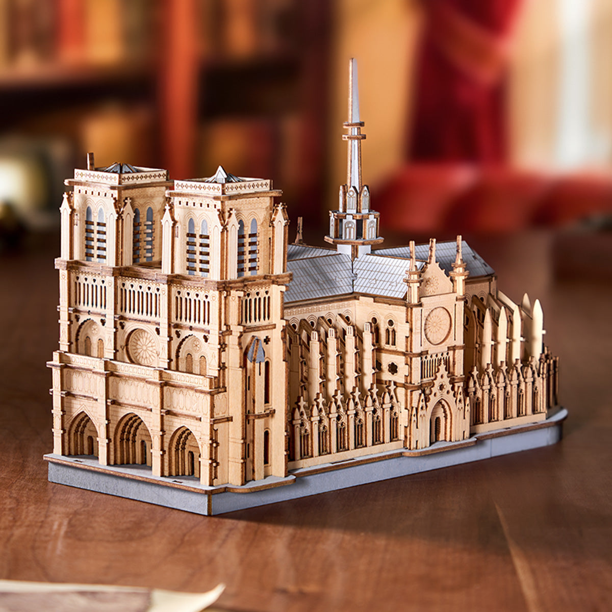 Paris Cathedral TG511 cathedral model in a warm tabletop display scene