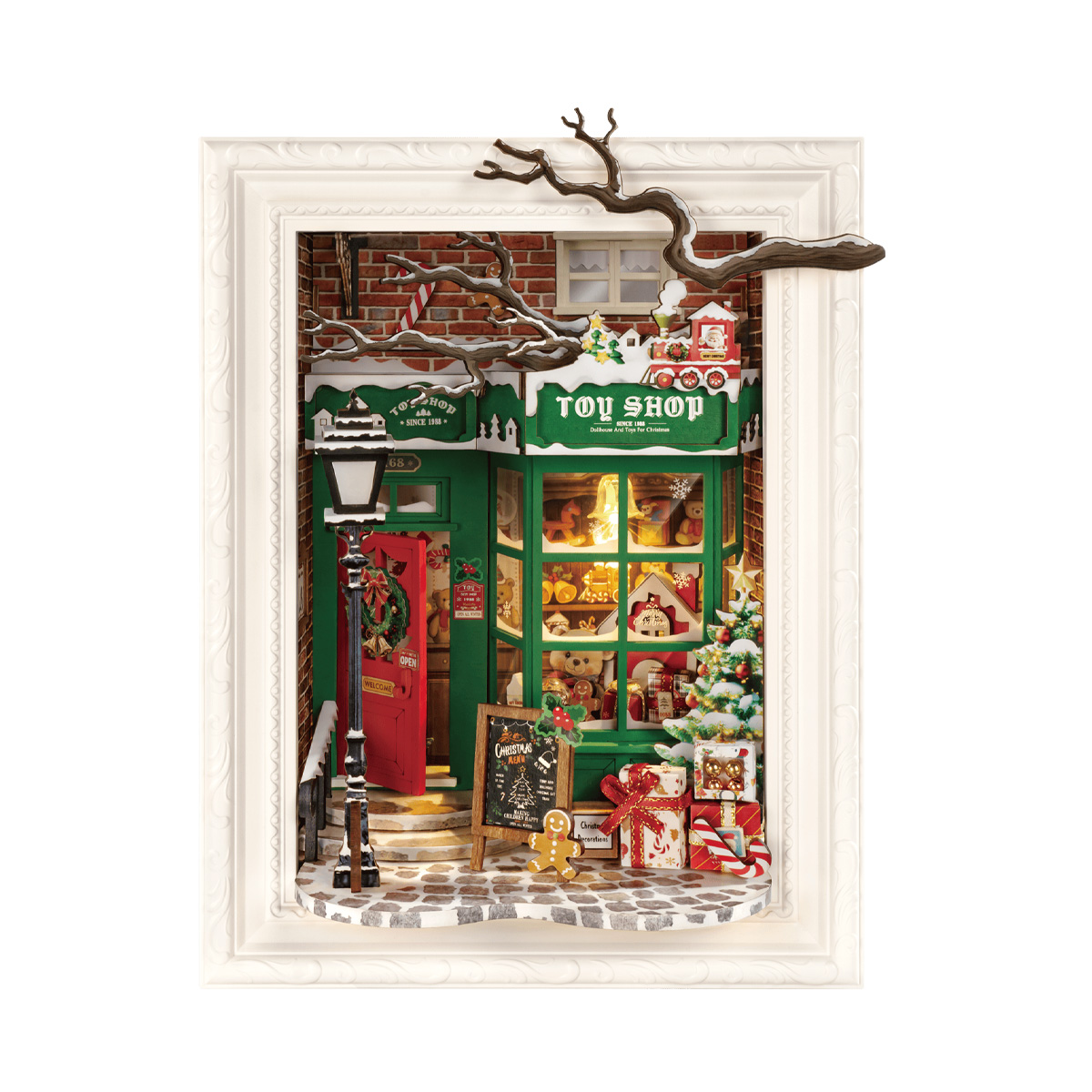 Rolife Santa's Toy Shop DP006 white background story frame product view