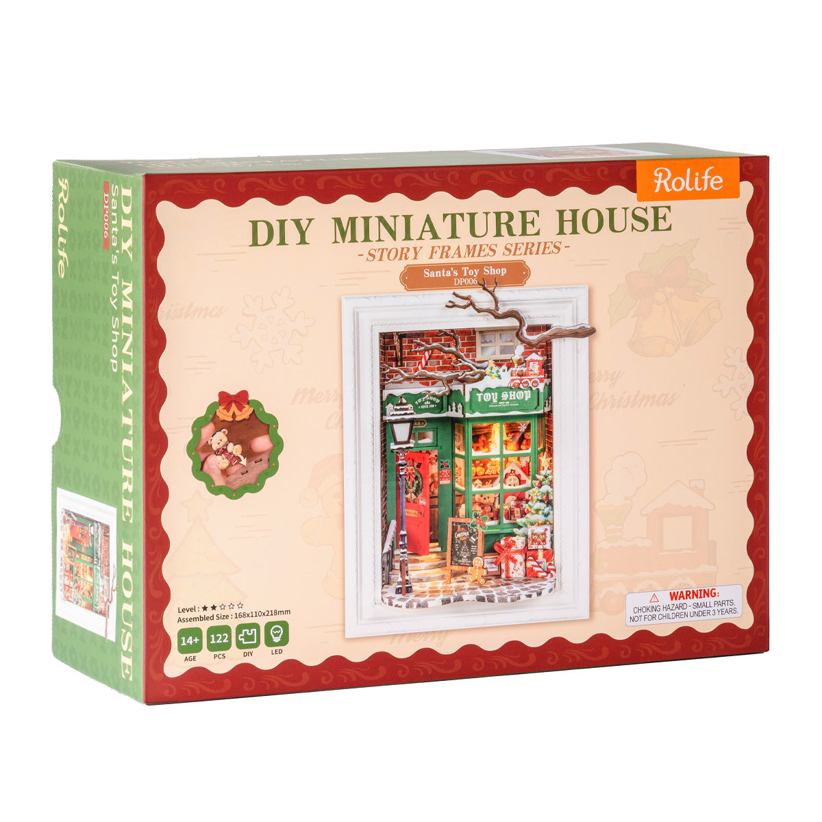 Rolife Santa's Toy Shop DP006 product package with completed story frame
