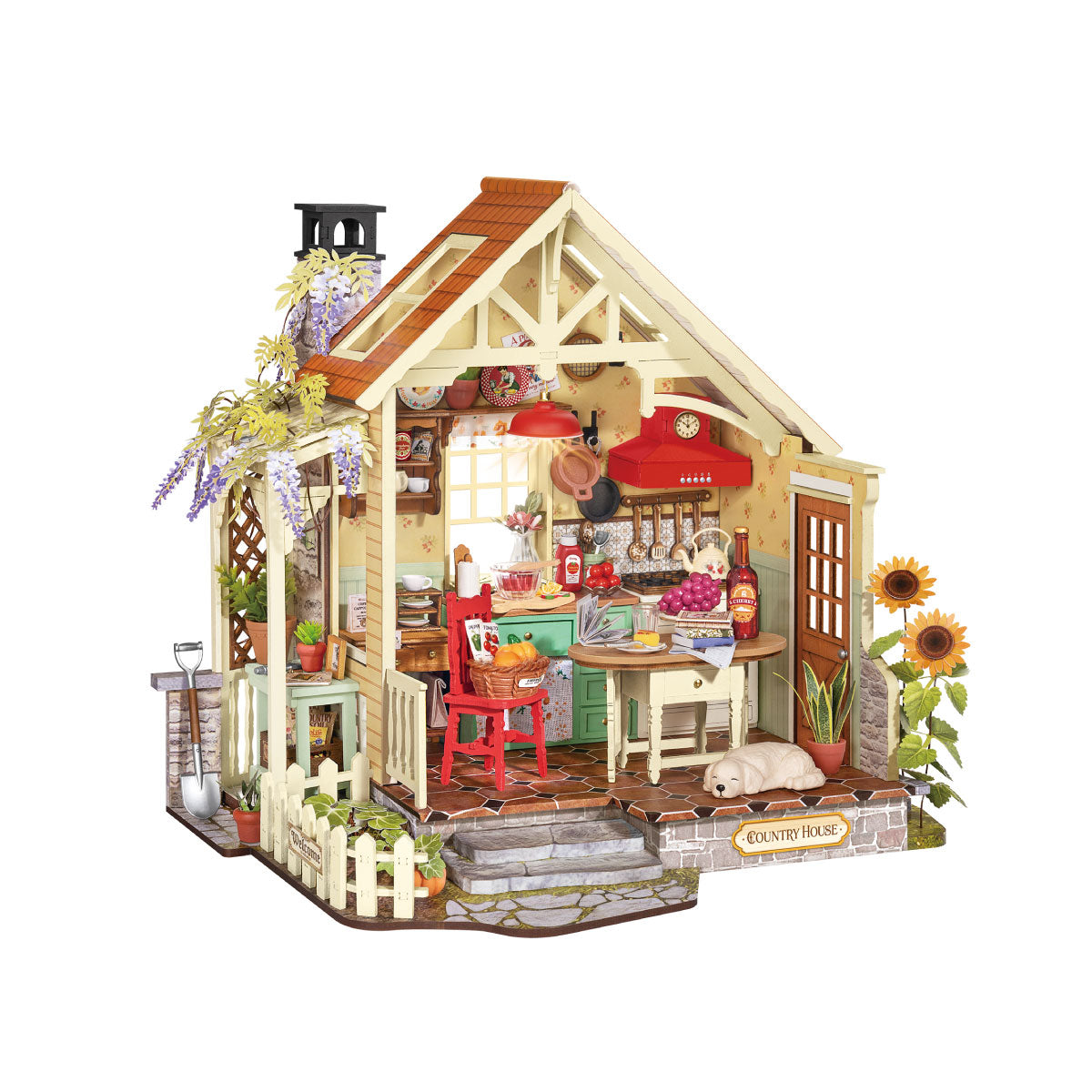 Rolife Sunlit Farmhouse Kitchen DH101 miniature house on white background