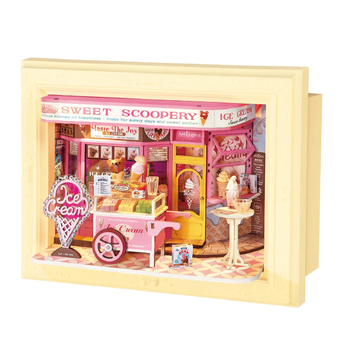Rolife Sweet Scoopery Ice Cream DP002 white background story frame product view