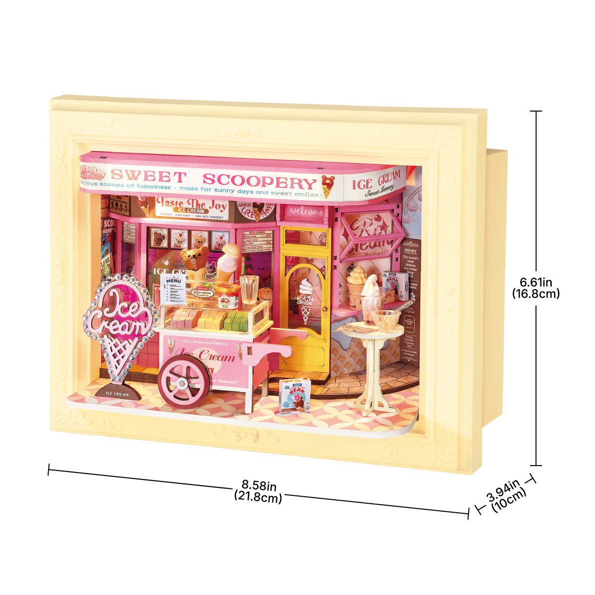 Sweet Scoopery Ice Cream DP002 size graphic, 21.6 x 4.8 x 16.6 cm story frame