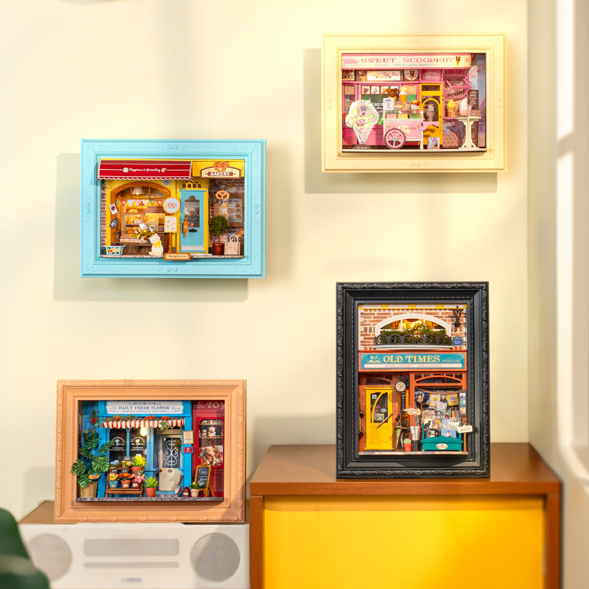 Sweet Scoopery Ice Cream DP002 wall display scene with multiple story frame products
