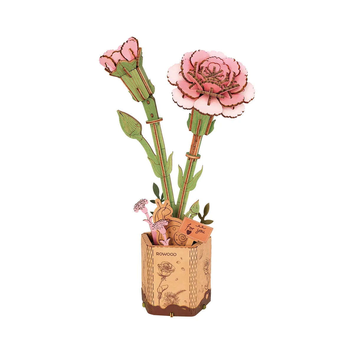 Rowood DIY Wooden Flower Pink Carnation TW051 alternate product view