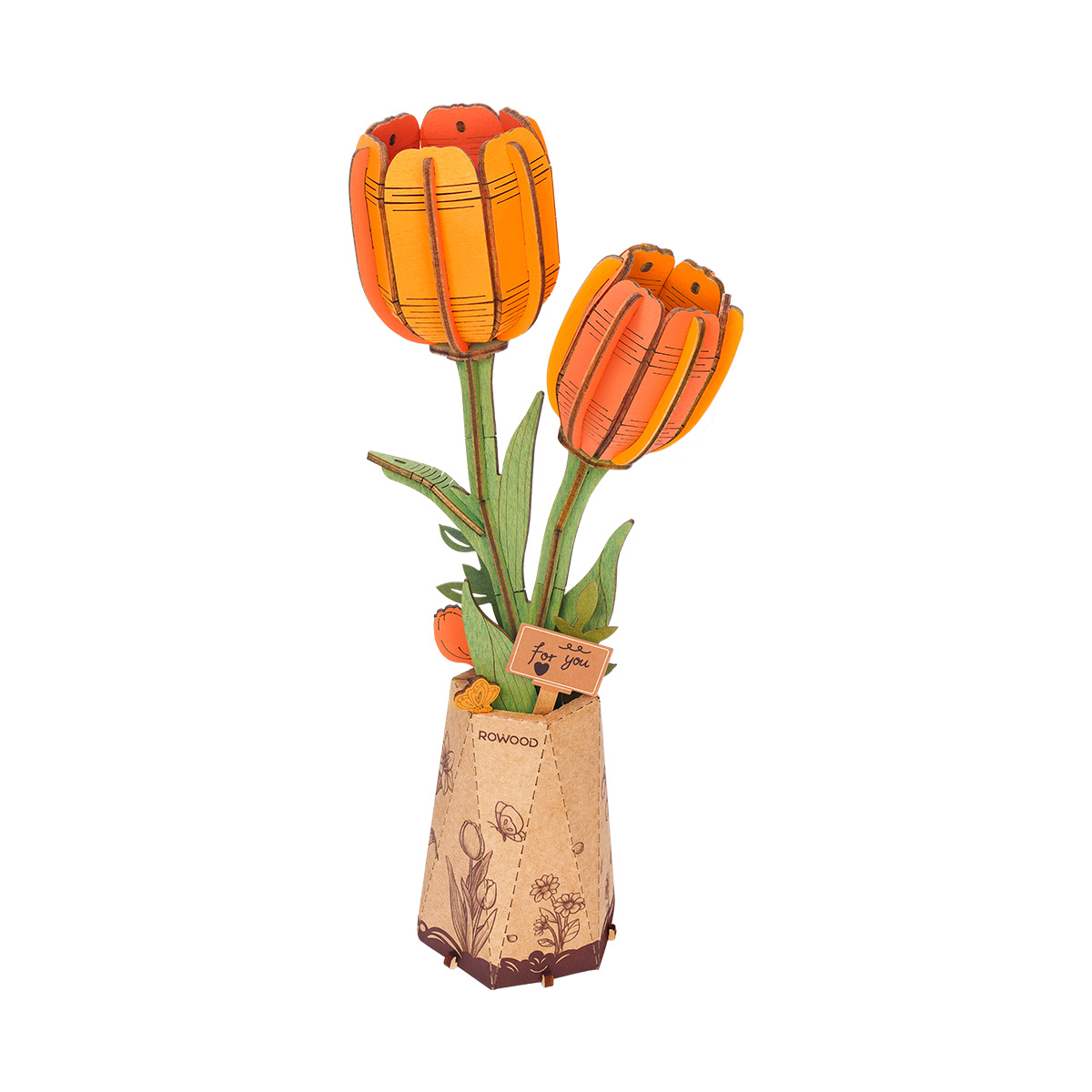 Rowood DIY Wooden Flower Orange Tulip TW081 alternate product view