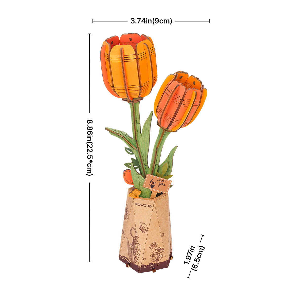 Rowood DIY Wooden Flower Orange Tulip TW081 gallery image 6