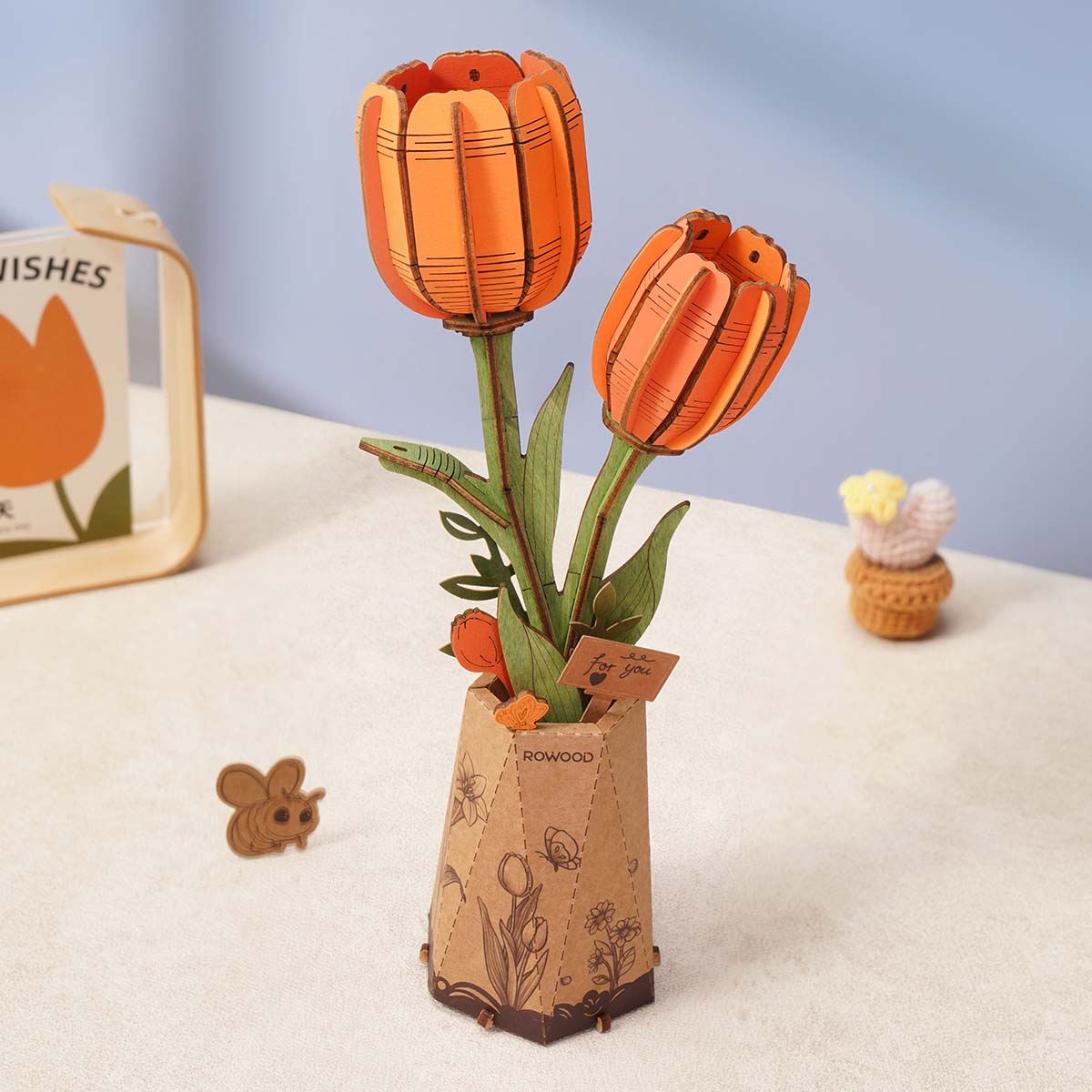 Rowood DIY Wooden Flower Orange Tulip TW081 product hero image