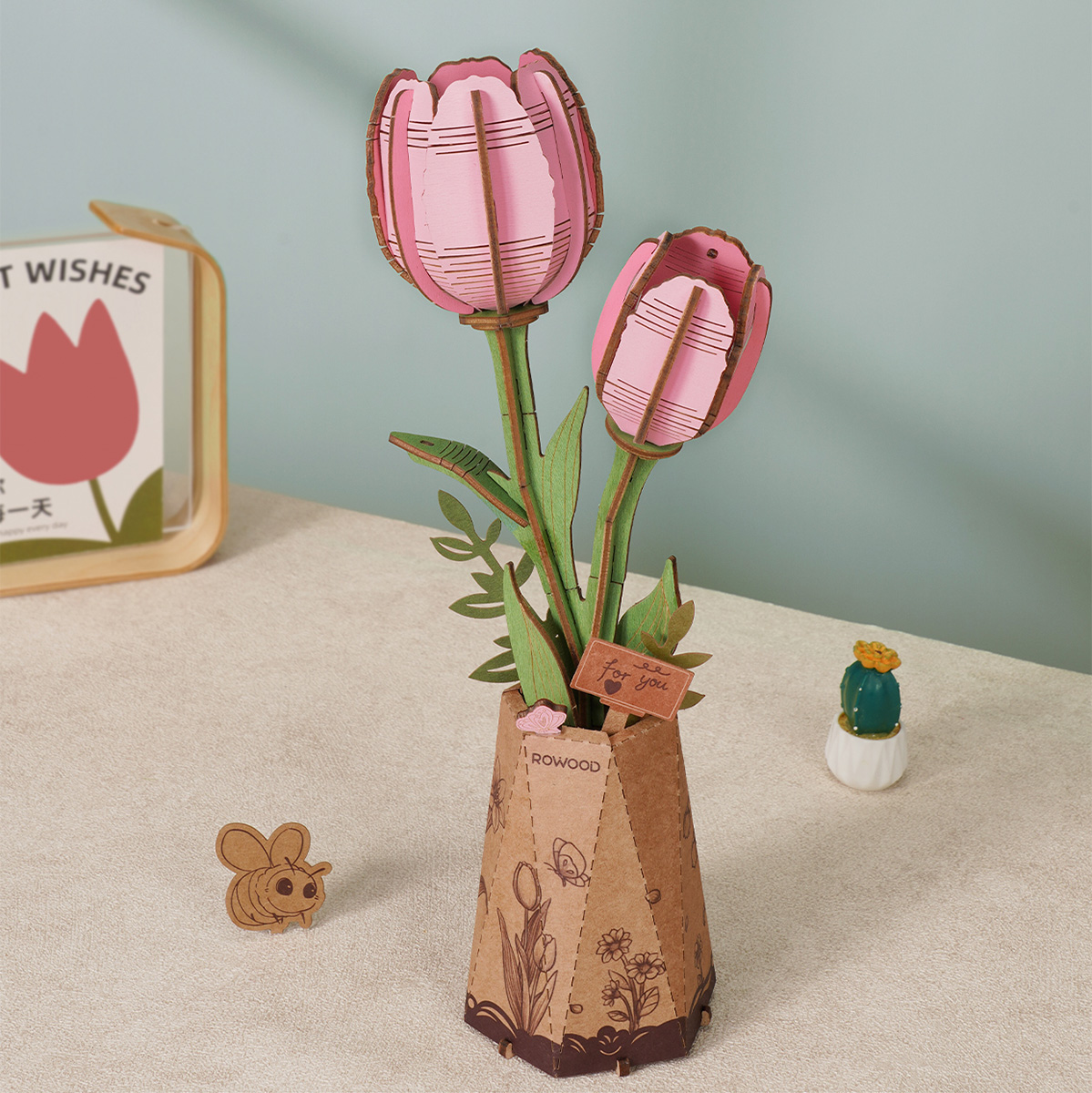 Rowood DIY Wooden Flower Pink Tulip TW082 product hero image
