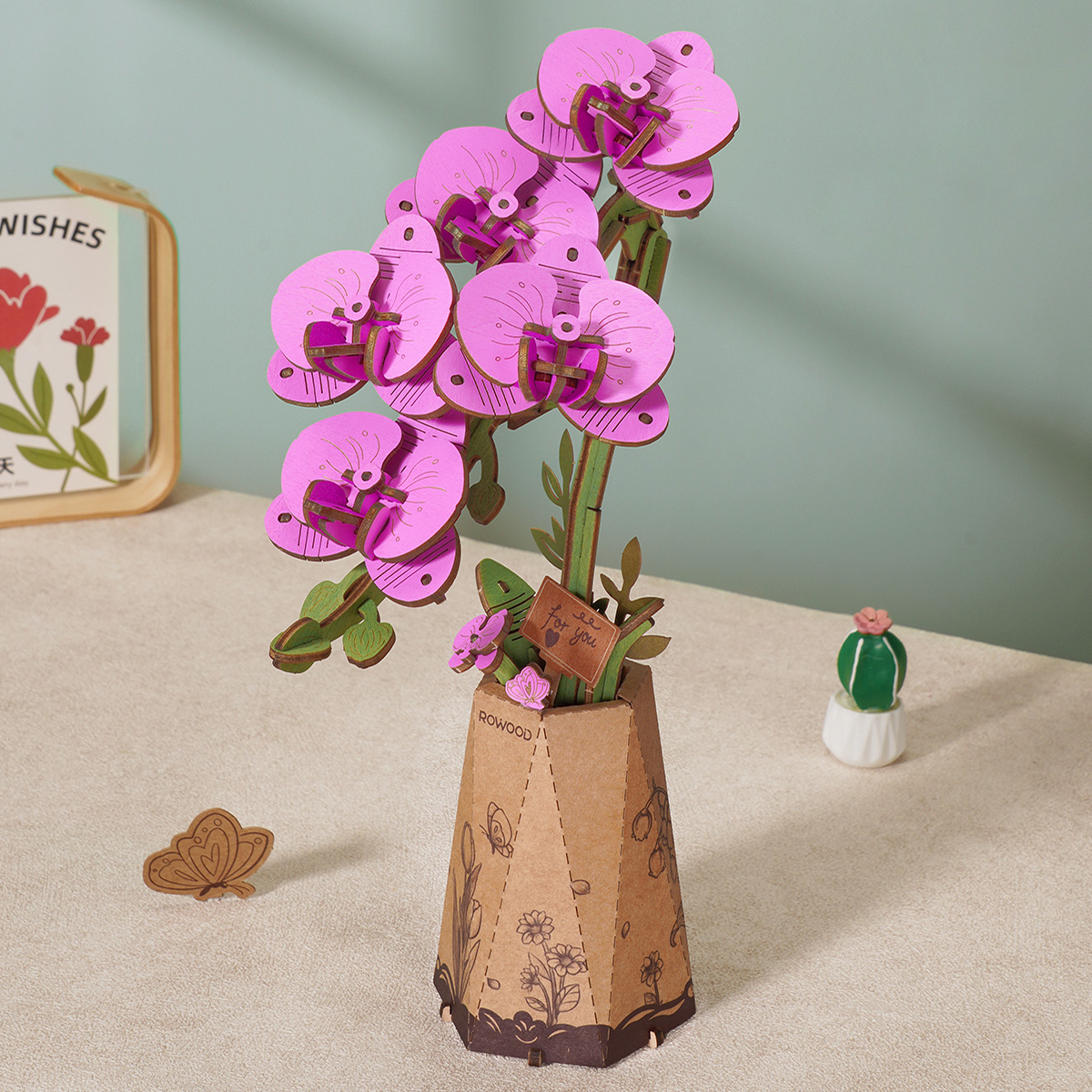 Rowood DIY Wooden Flower Purple Moth Orchid TW091 product hero image