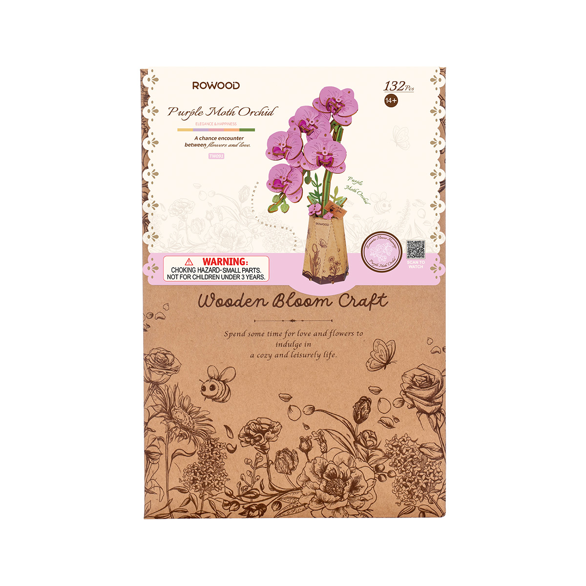 Rowood DIY Wooden Flower Purple Moth Orchid TW091 gallery image 5