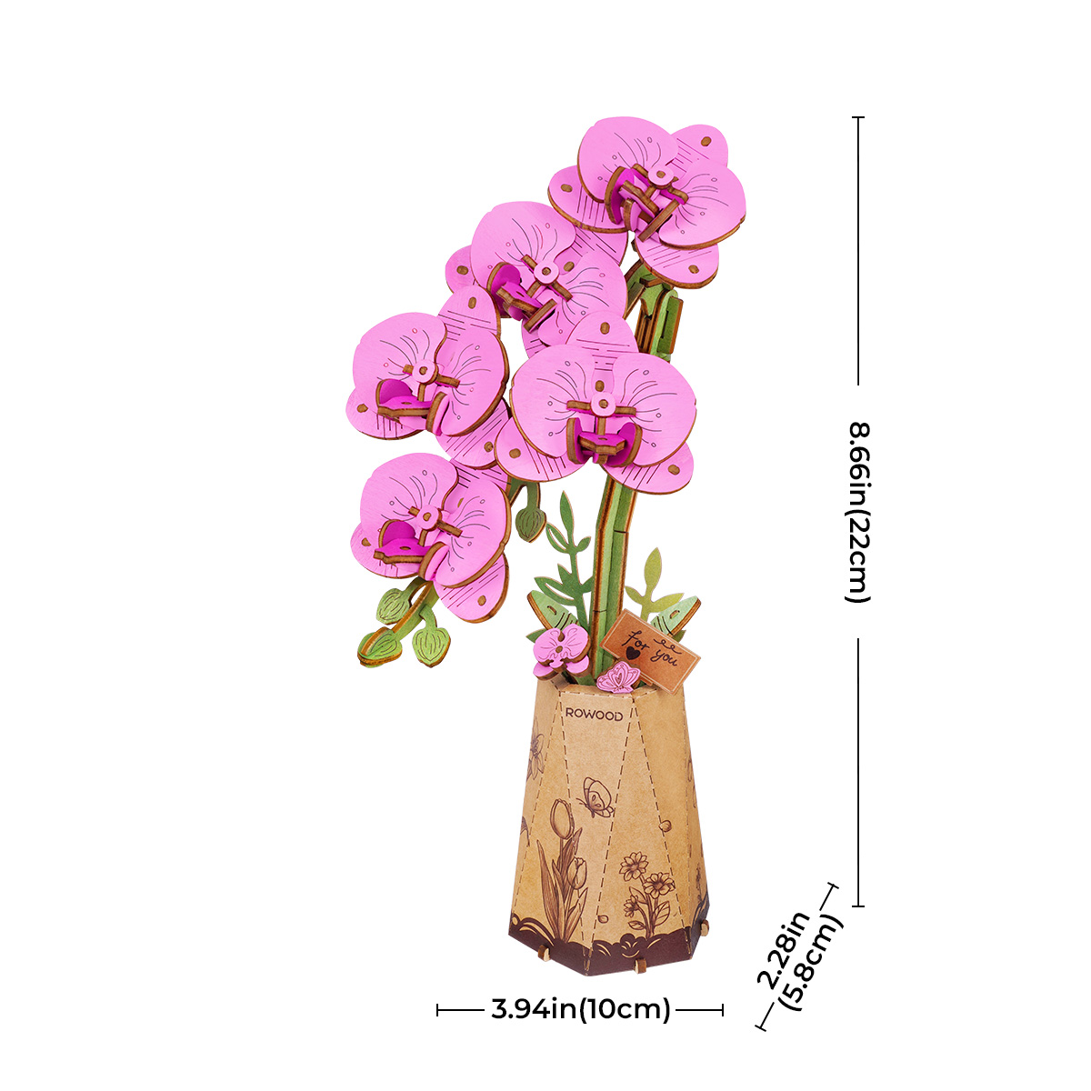Rowood DIY Wooden Flower Purple Moth Orchid TW091 detail view