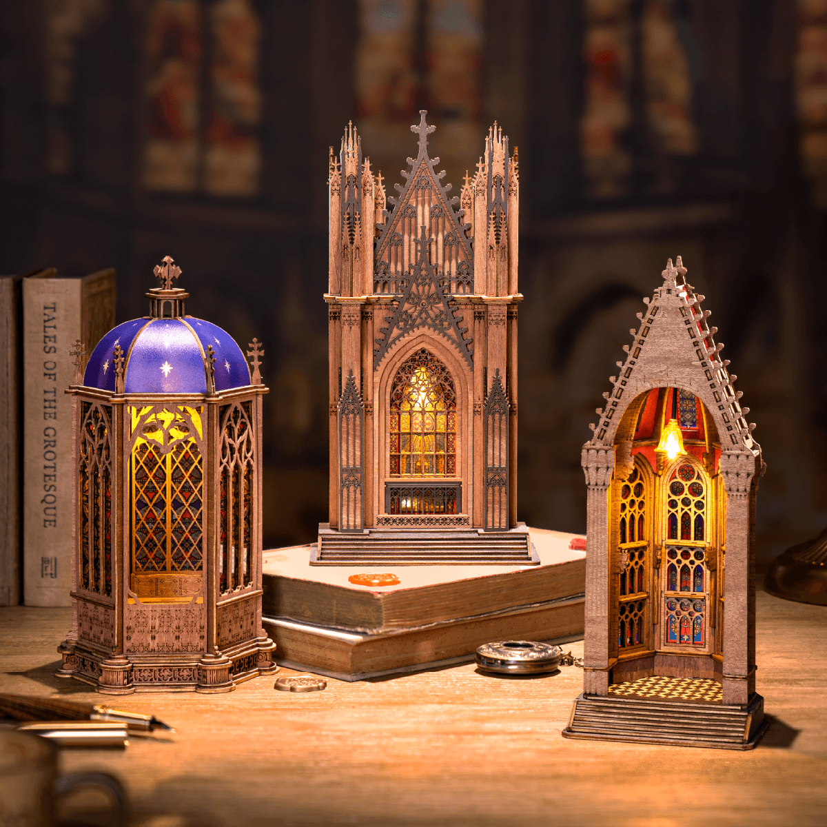 Rose Window Cathedral collection scene with Starry Dome and matching lanterns