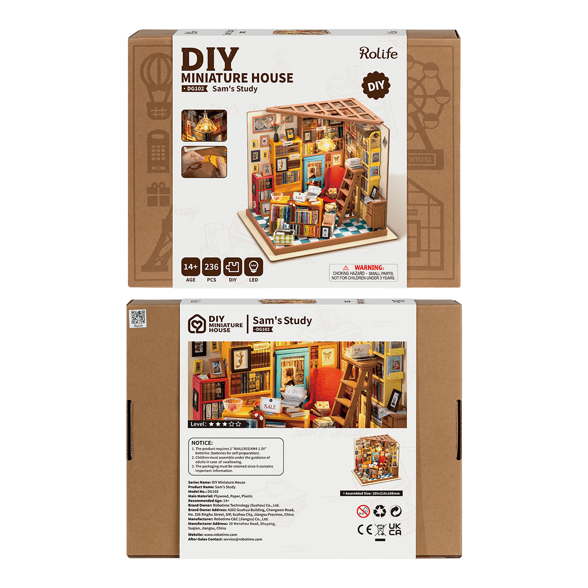 Rolife DIY Miniature Dollhouse- Sam's Study DG102 product package