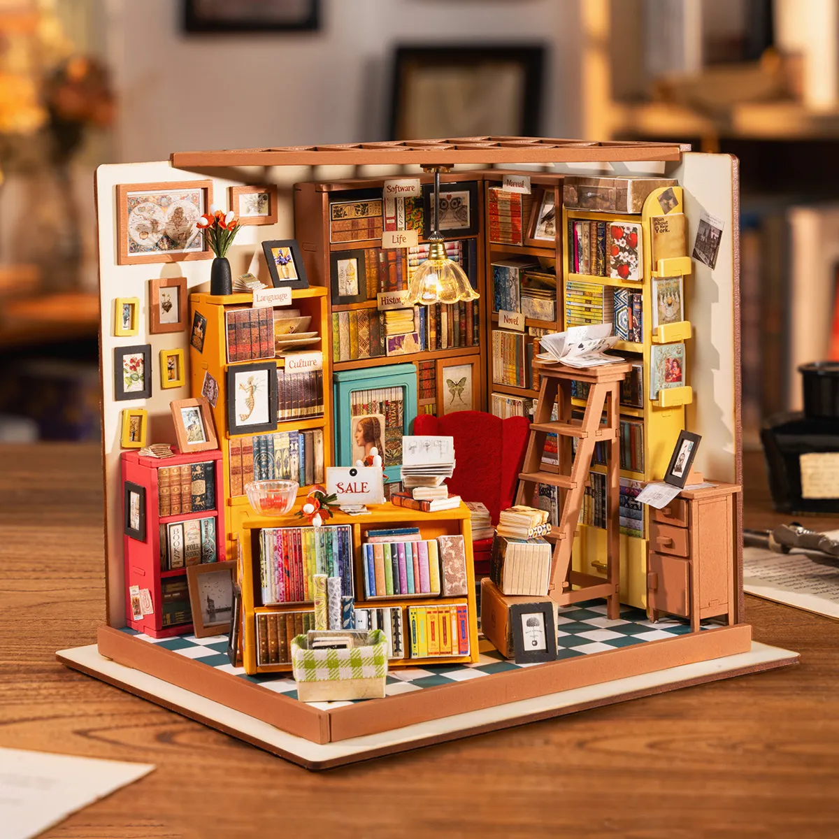 Rolife DIY Miniature Dollhouse- Sam's Study DG102 alternate tabletop display scene