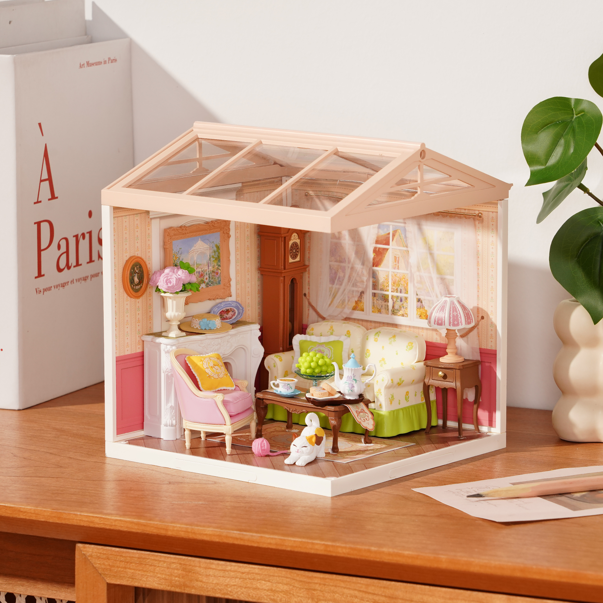 Rolife Holiday Tea Time DW023 miniature room in a tabletop home scene