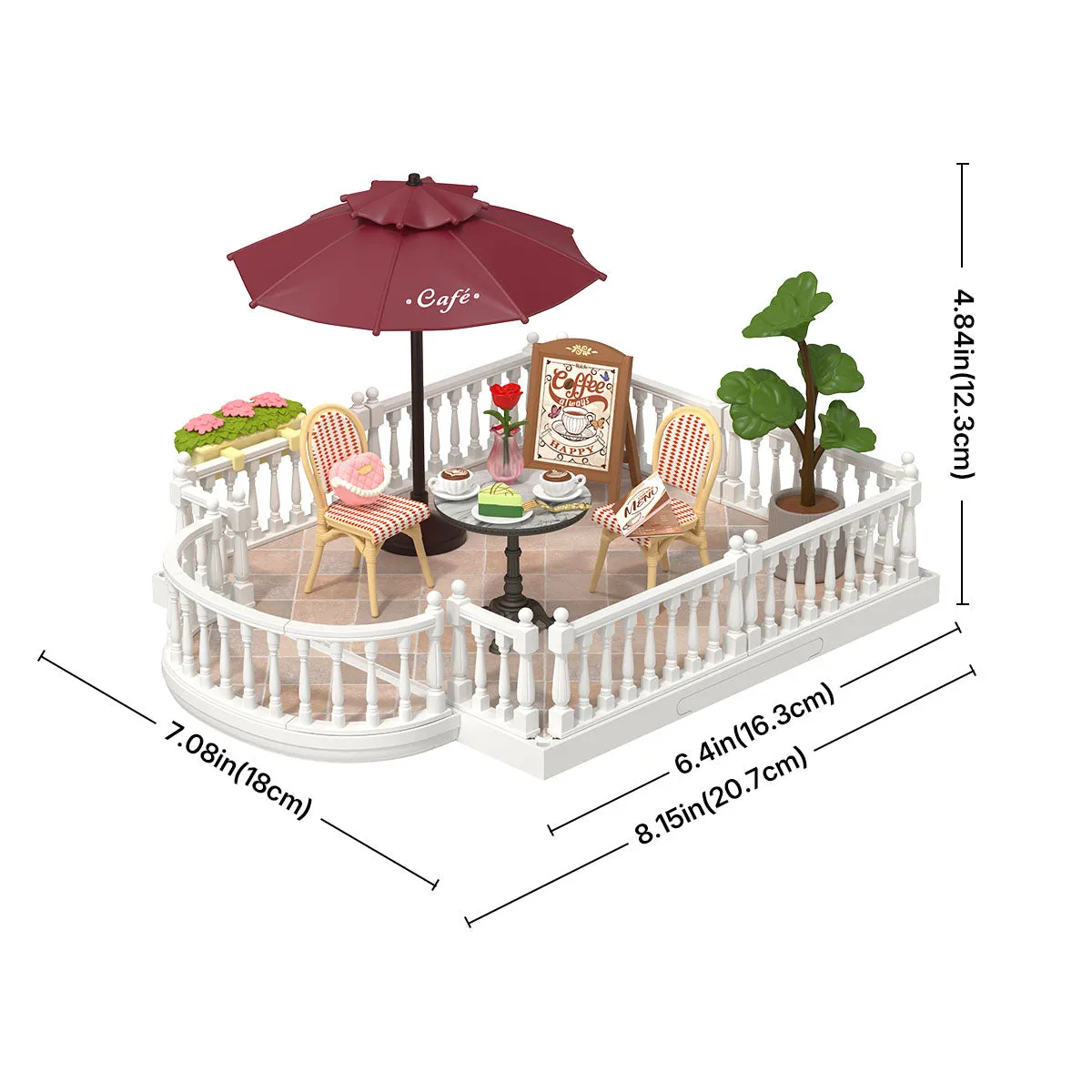 Chic Cafe Terrace DWP09 size graphic, 20 x 10.3 x 11 cm outdoor accessory set
