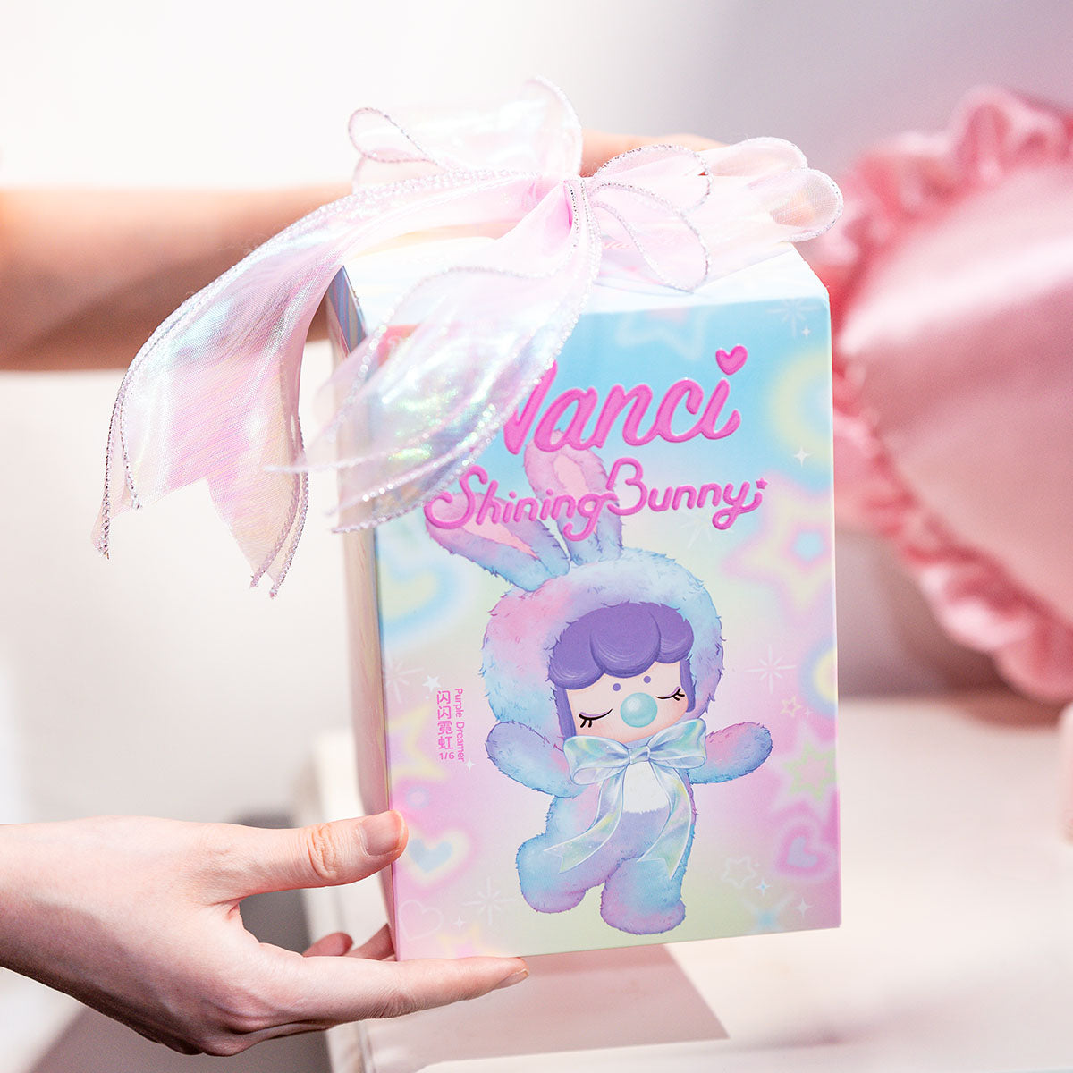Nanci's Shining Bunny MNBXX gift box packaging held in hand