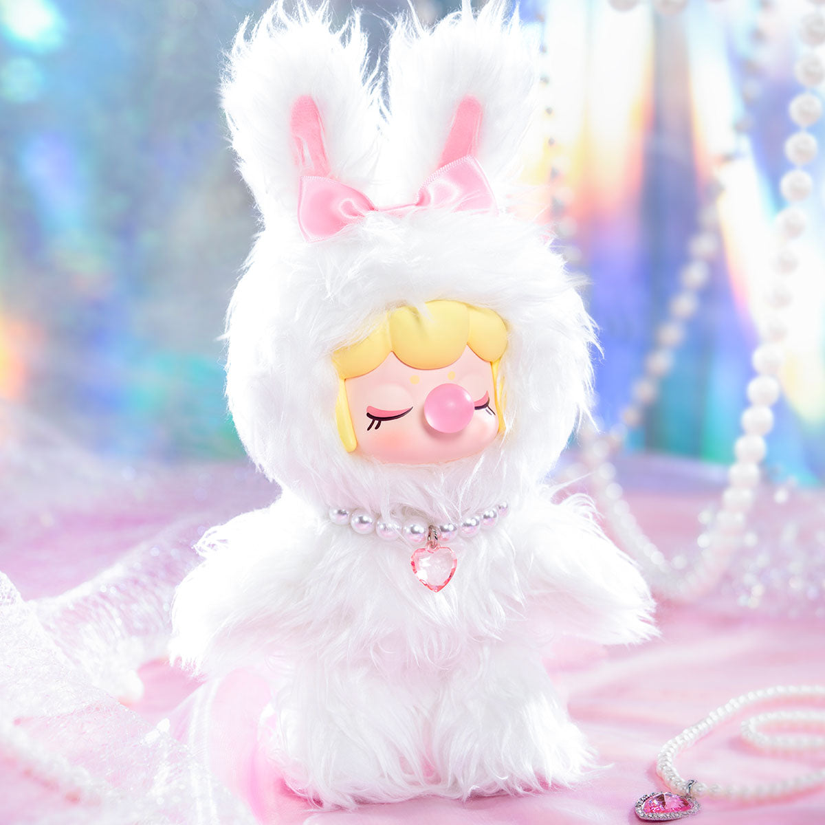 Nanci's Shining Bunny MNBXX hidden white bunny plush in a dreamy pastel scene