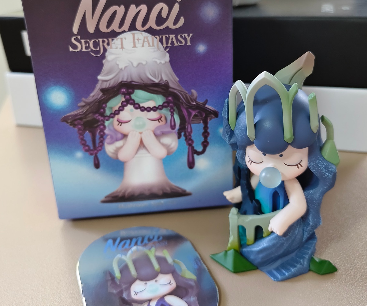 Lost Castle Nanci, shown in full beside the Secret Fantasy box in Jill_Francisco's real Rolife Community unboxing photo