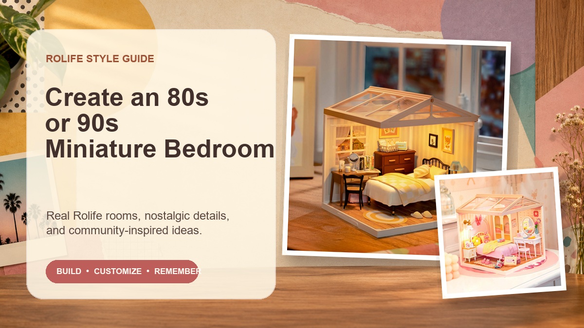 Rolife 80s or 90s nostalgic miniature bedroom style guide featuring two real Rolife bedroom kits