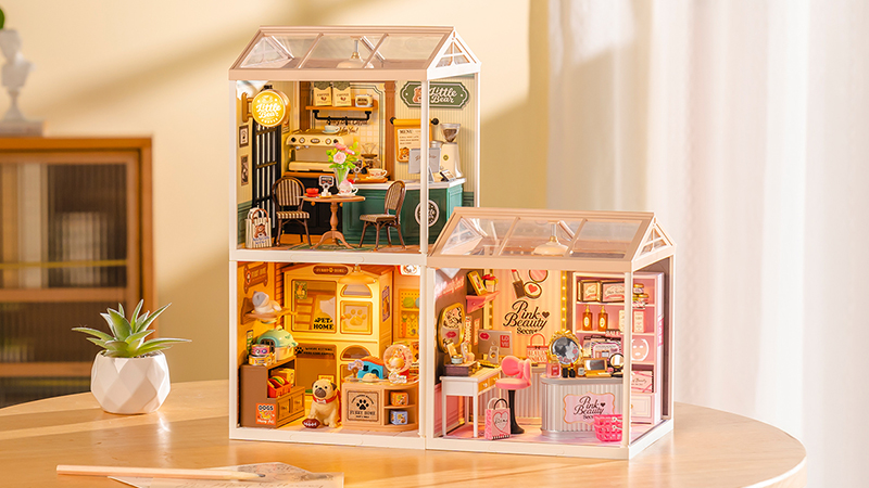 Create your own little shopping world filled with cozy shops and everyday charm.