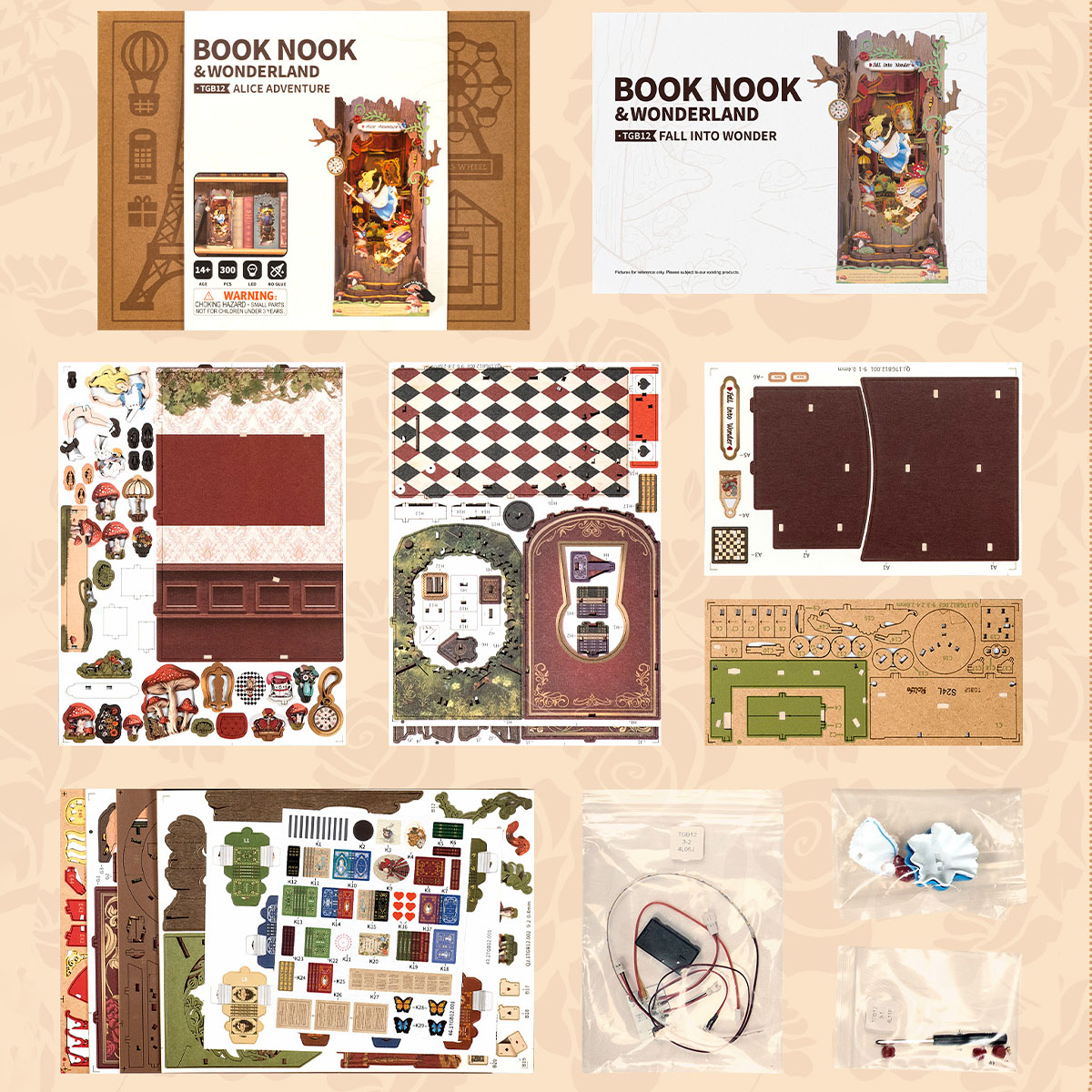 Fall into Wonder TGB12 package contents and assembly materials overview