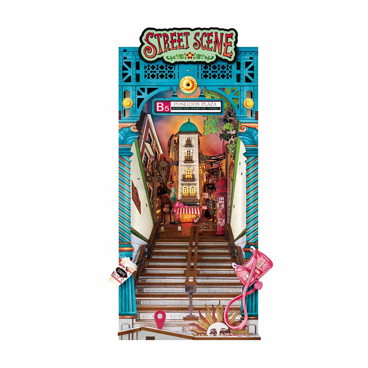 Rolife Street Scene TGB13 white background book nook product view