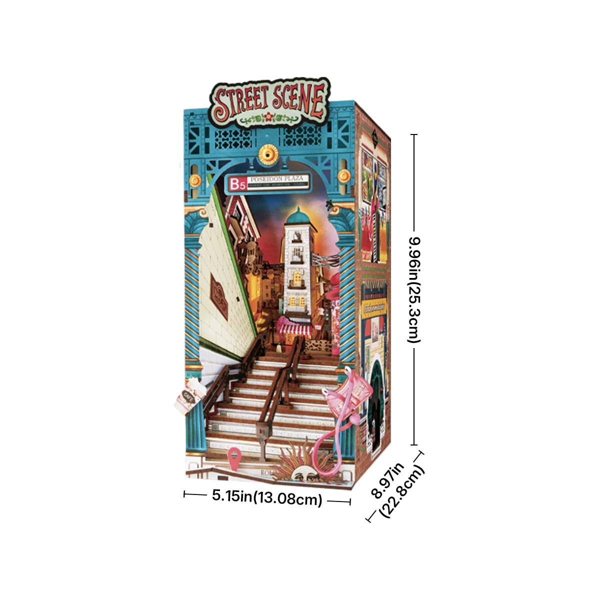 Street Scene TGB13 size graphic, 13 x 19.5 x 25.5 cm book nook