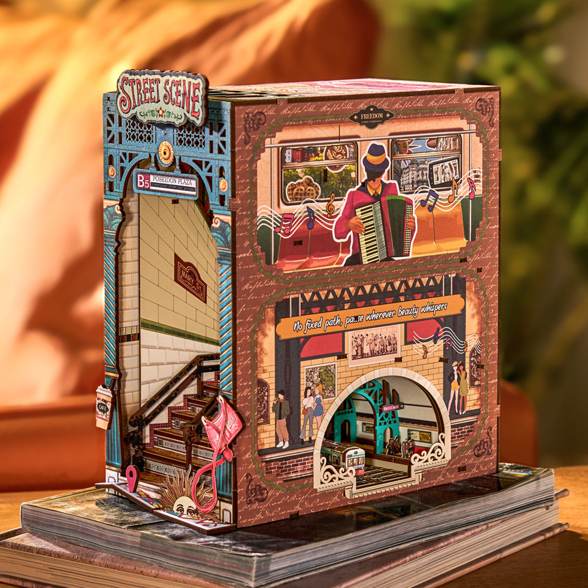Street Scene TGB13 tabletop display showing the side wall and book nook depth