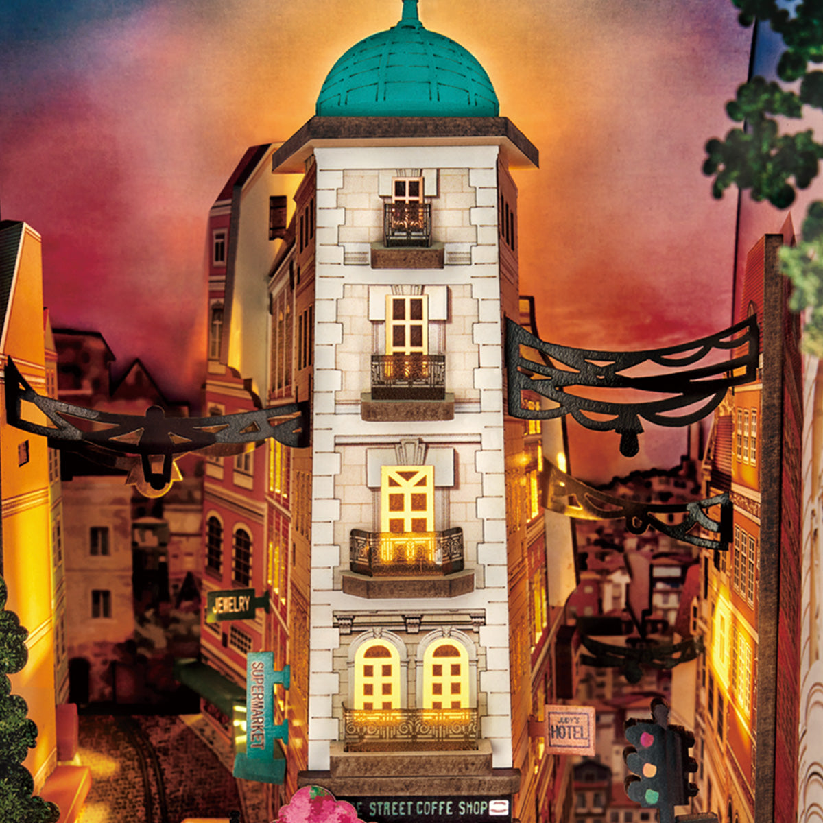 Street Scene TGB13 glowing city night scene close-up