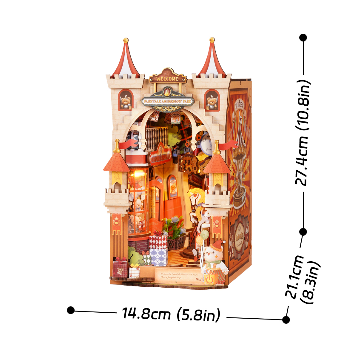 Fairytale Amusement Park TGB17 size graphic, 14.8 x 21.1 x 27.4 cm book nook