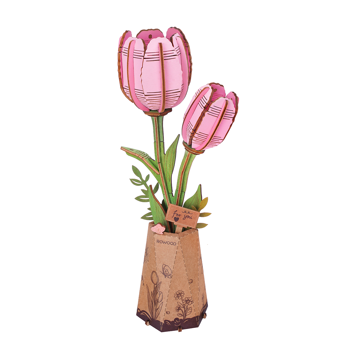 Rowood DIY Wooden Flower Pink Tulip TW082 alternate product view