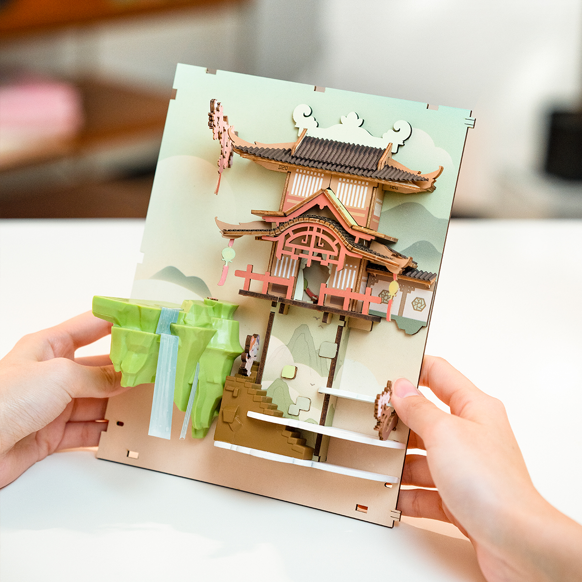 Rolife DIY Book Nook Kit - Falling Sakura TGB05 size graphic with 6.3 x 9.1 x 2.6 in dimensions shown