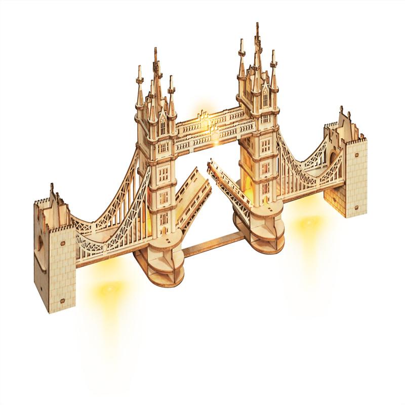 Rolife Tower Bridge TG412 3D wooden puzzle on white background