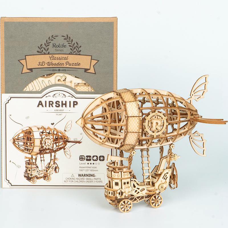 Rolife Airship package image showing the box and finished airship model