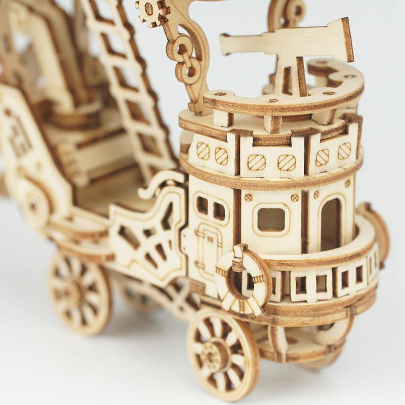 Close-up of the Rolife Airship cabin deck and curved railing details