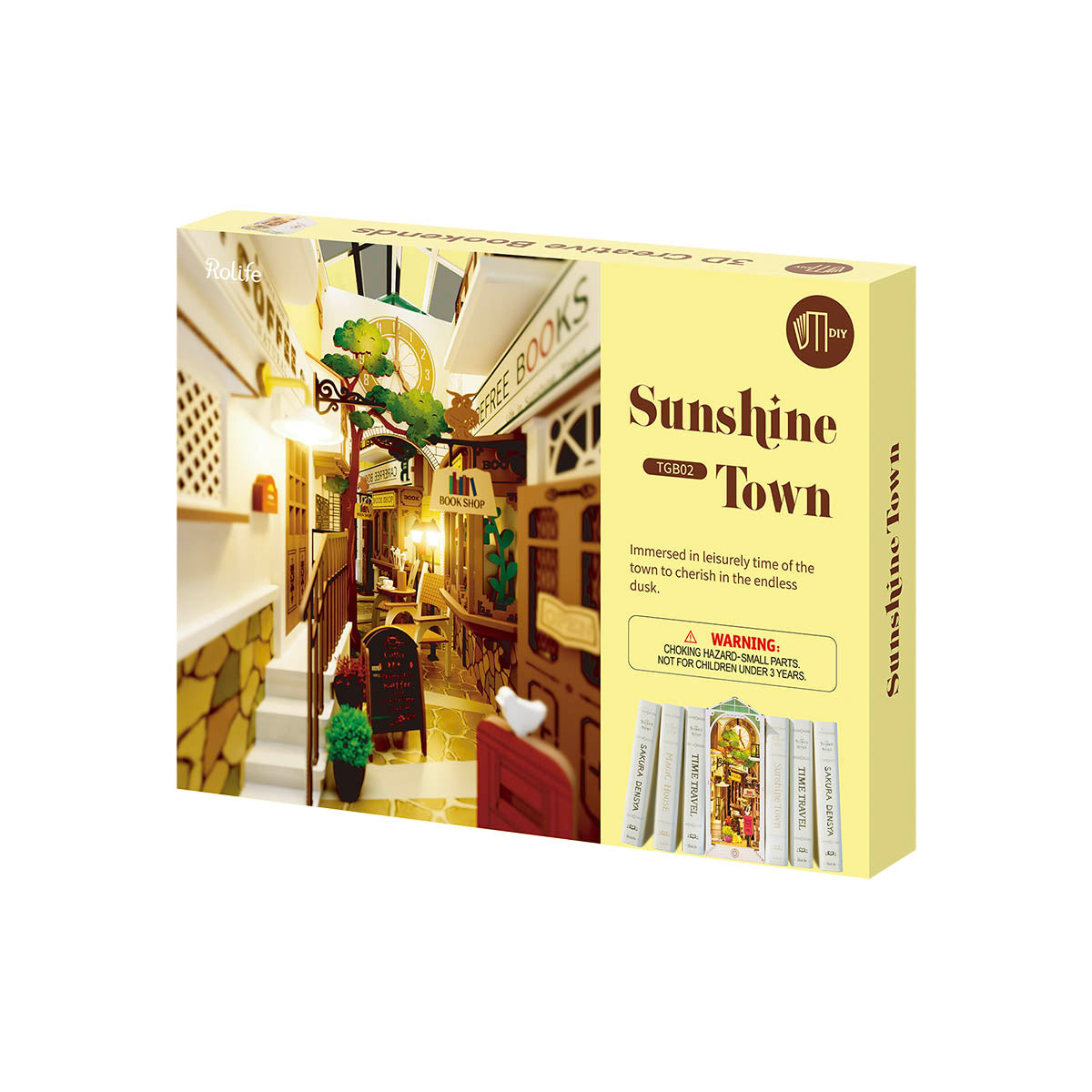 Rolife DIY Book Nook Kit Sunshine Town TGB02 product package box
