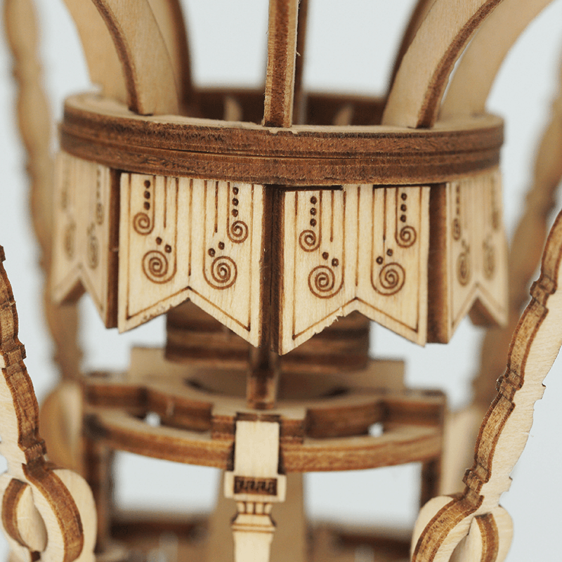 Close-up of the Rolife Hot Air Balloon basket trim and hanging tassel details
