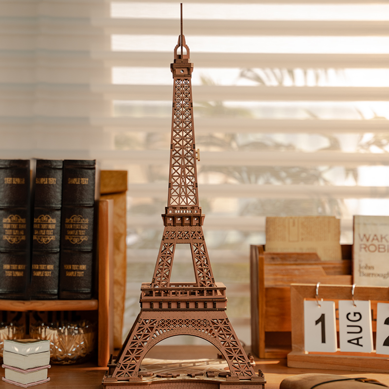 Rolife 3D Wooden Puzzle - Night of the Eiffel Tower TGL01 Eiffel Tower display by the window