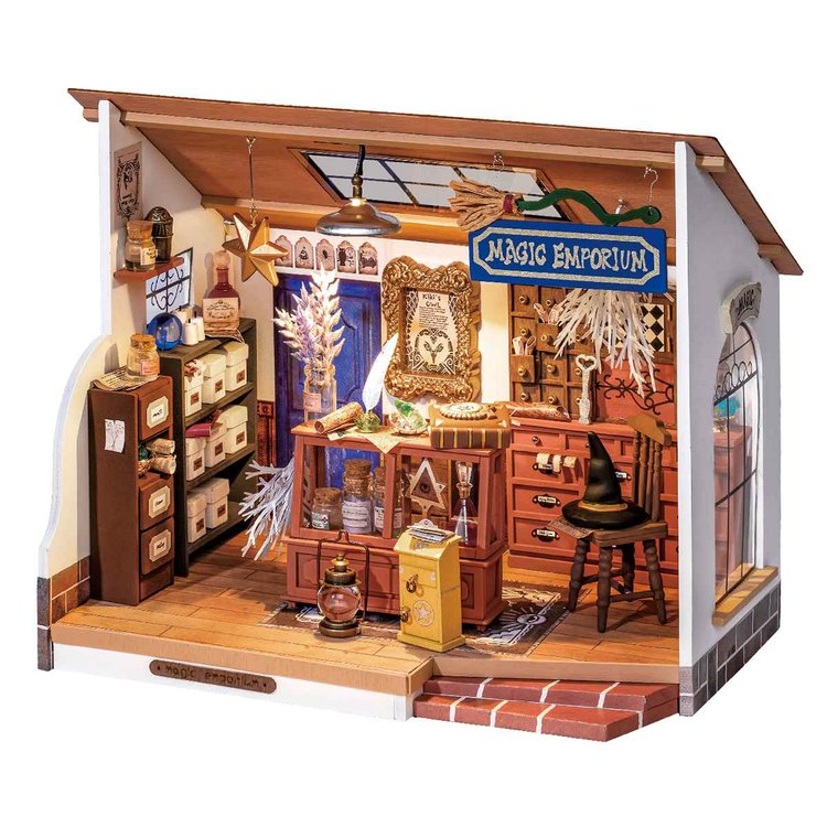Rolife Kiki's Magic Emporium DG155 DIY miniature house on white background