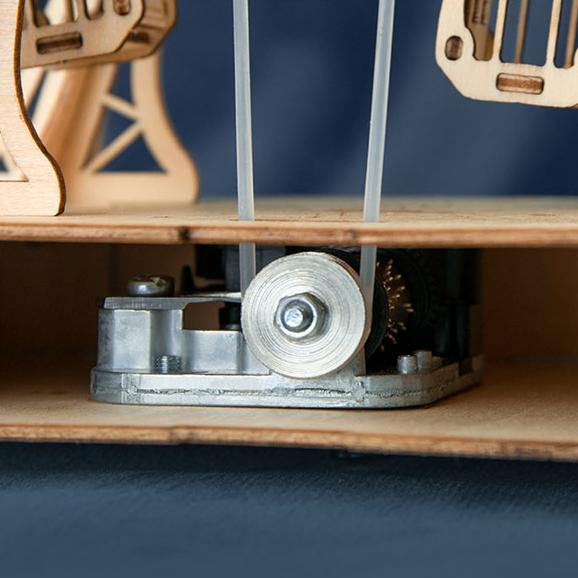 Rolife Modern Music Box - Gaint 3D Wooden Puzzle - Ferris Wheel TGN01 wheel base detail close-up