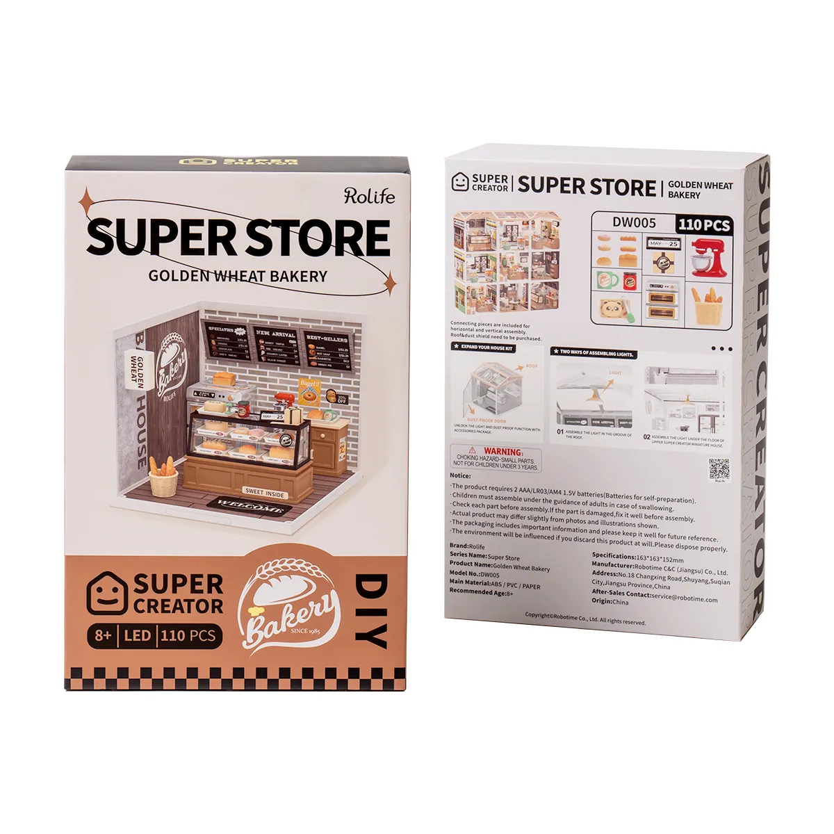 Rolife Golden Wheat Bakery Super Creator Miniature House DW005B product package box