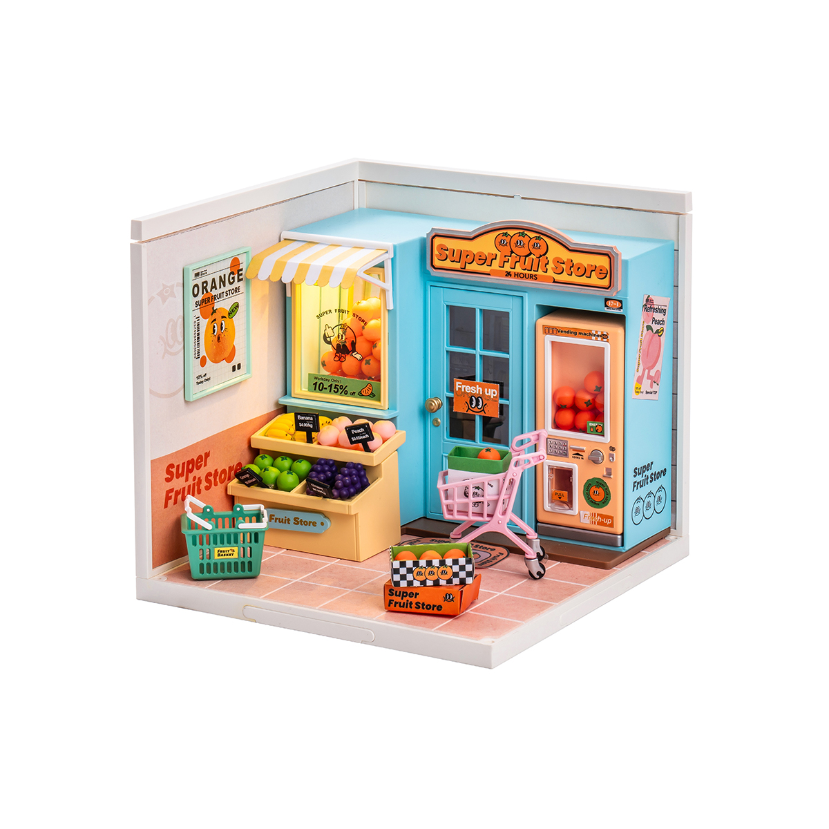 Rolife Super Fruit Store Super Creator Miniature House DW003 white background product view