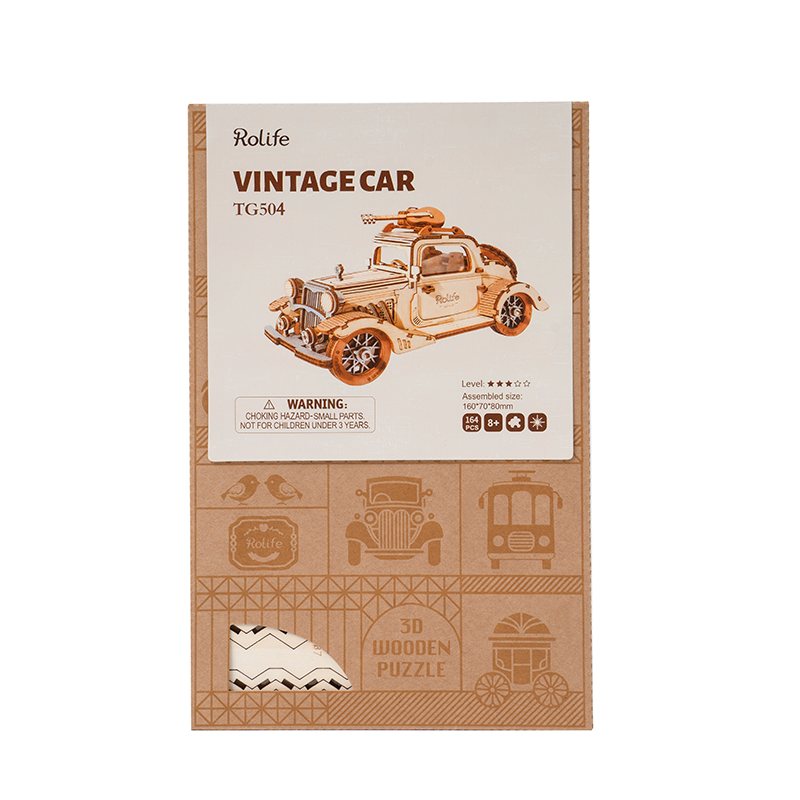 Rolife Vintage Car package image showing the box and finished car model