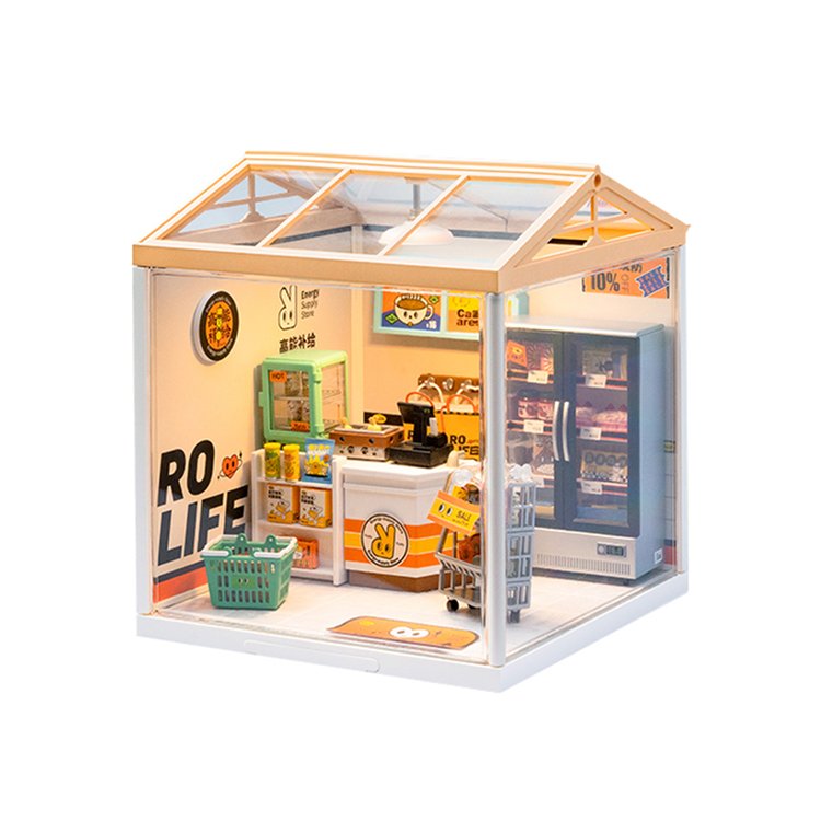 Rolife Energy Supply Store Super Creator Miniature House DW002 white background product view
