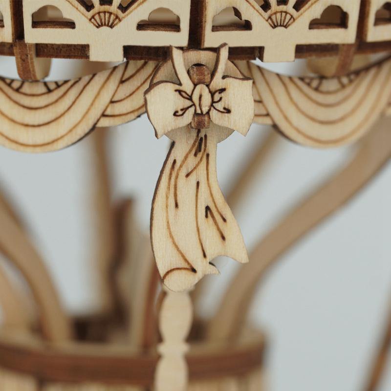 Close-up of the Rolife Hot Air Balloon hanging ribbon ornament detail