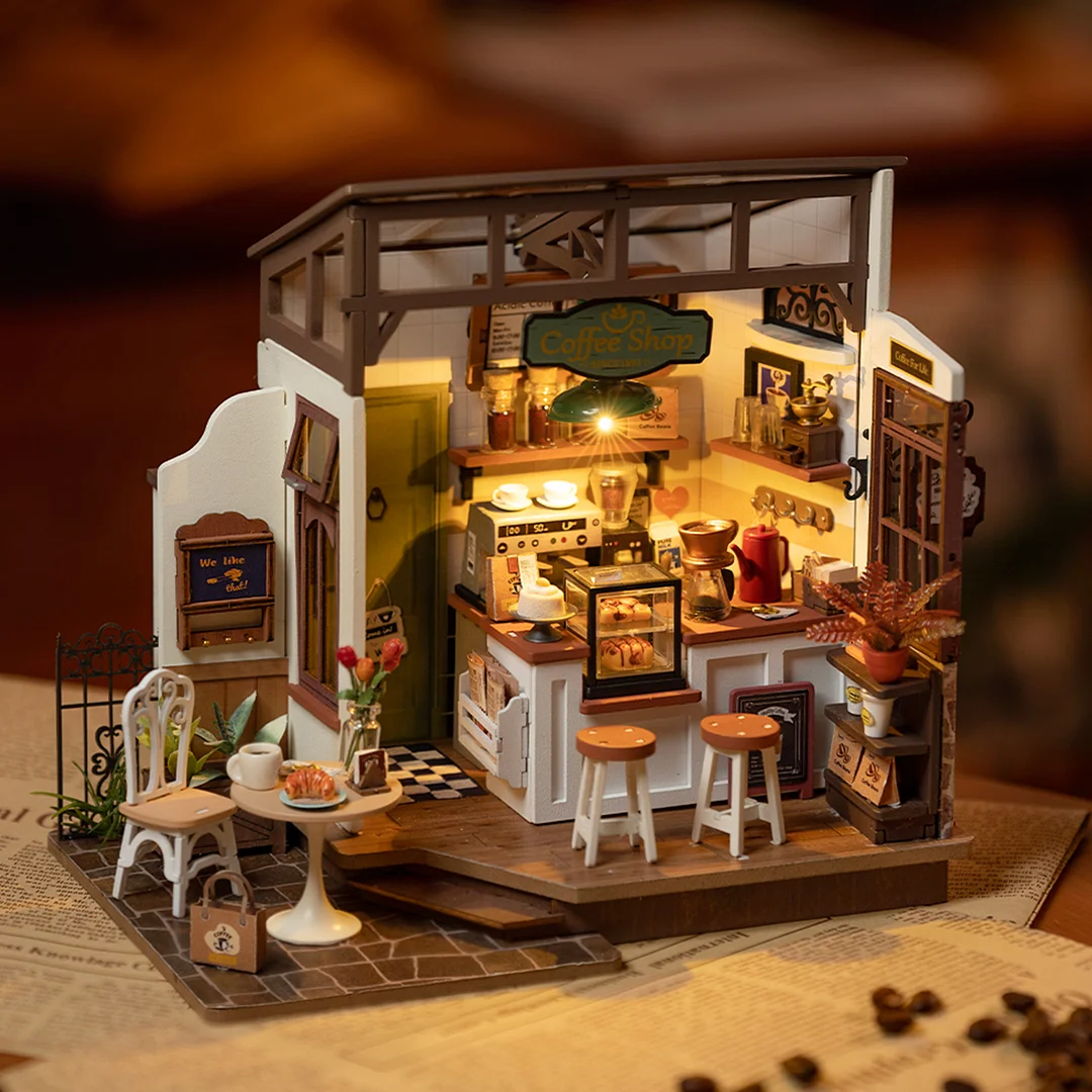 Rolife DIY Miniature House - Flavory Cafe DG162 table display scene