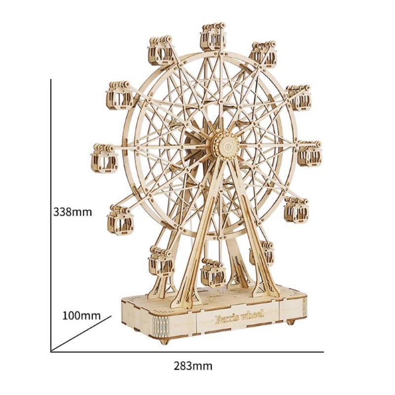 Rolife Modern Music Box - Gaint 3D Wooden Puzzle - Ferris Wheel TGN01 size graphic with 283 mm width and 338 mm height shown
