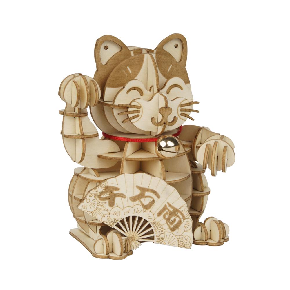 Rolife Plutus Cat TG303 3D wooden puzzle on white background